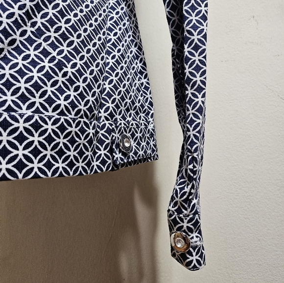 NEW Attyre Women's Open Lightweight Denim Jacket Blazer Medium Abstract Geometri - Picture 5 of 9